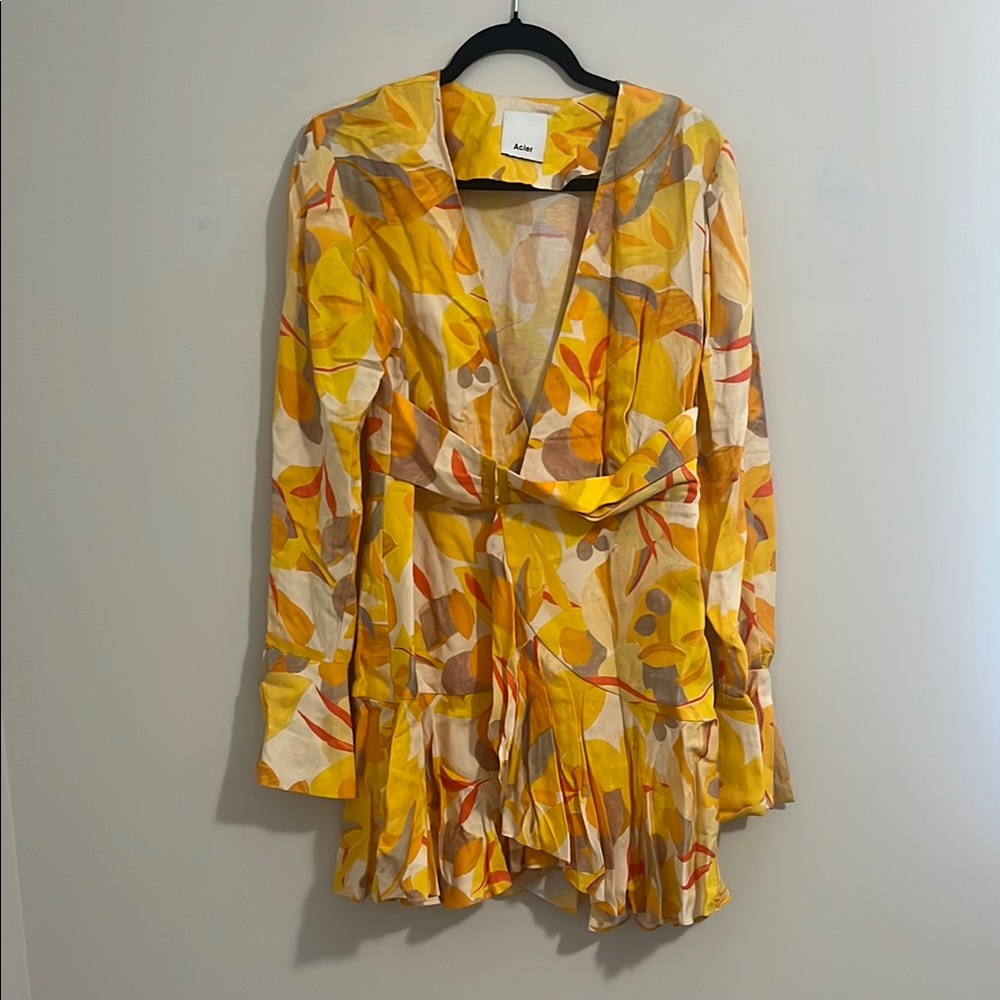 Acler Corcica Linen  Yellow Size 8 Wrap Dress - Picture 12 of 16